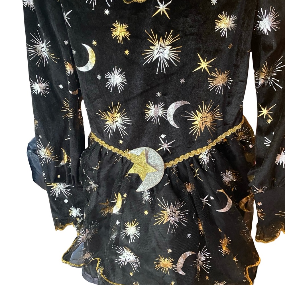 Light up Witch costume Black and Gold Celestial Print Fabric - Picture 6 of 8